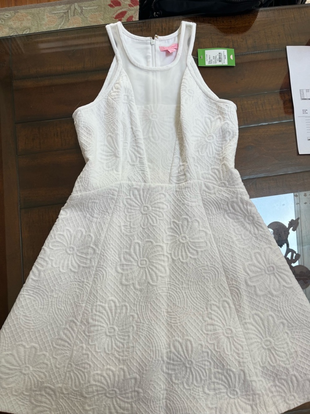 Lilly Pulitzer woman’s White Floral Textured Fit-and-Flare Dress. NWT Sz 4